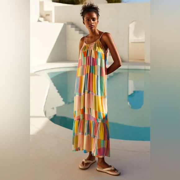 Anthropologie Dress Women’s Small Malika Gauze Maxi Dress Assorted Color Petite - Picture 3 of 11